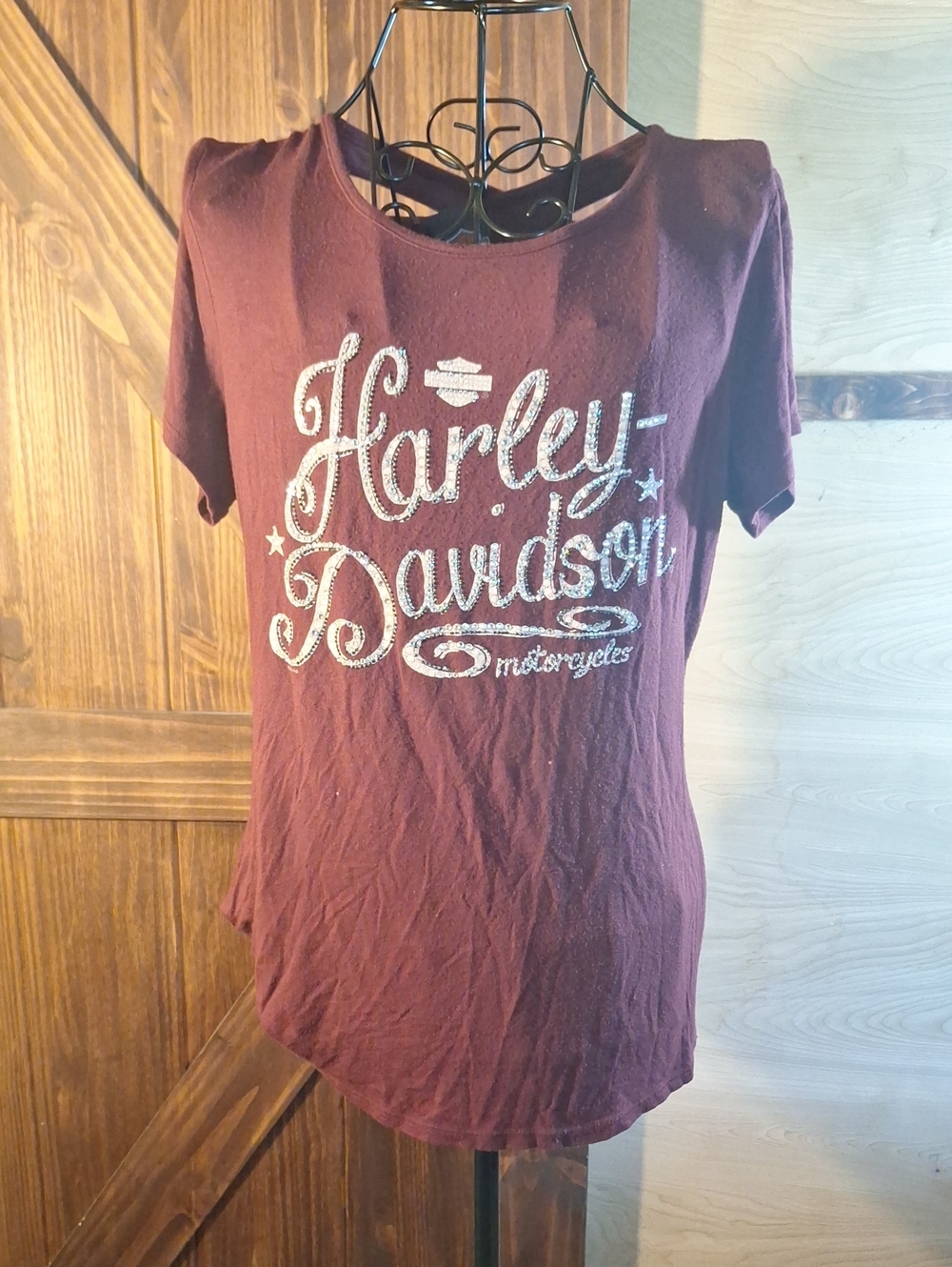 Harley-Davidson Women's Burgundy Short Sleeve Logo Tee